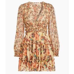 NWT Ulla Johnson Lya Watercolor Floral Crinkle Chiffon Dress